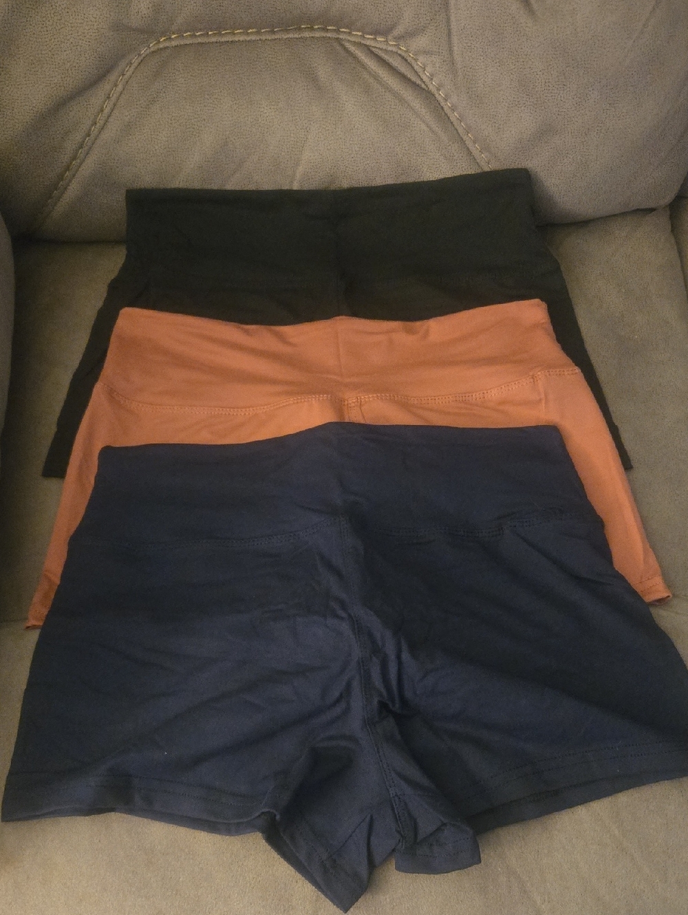 Women’s High-Rise Bike Shorts Trio — Black, Rust, Navy